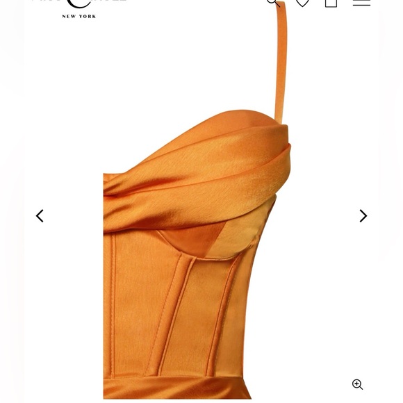 Elayna Orange Strappy Satin Corset High Slit Gown - Picture 7 of 10